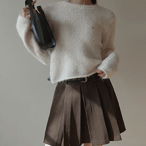 미헤르 울 랩 스커트 세트 헤어리 니트