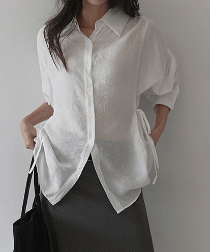 에클렉 시스루 찰랑 스트랩 셔츠