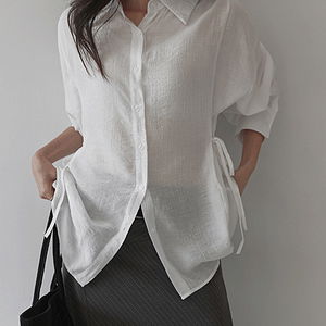 에클렉 시스루 찰랑 스트랩 셔츠