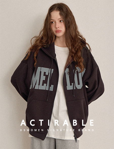 멜로 루즈핏 기모 후드 집업 84638