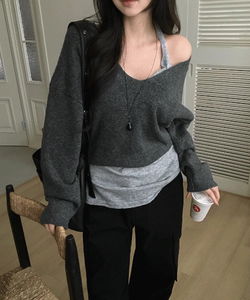 Seretse Wool 6% Halter Sleeveless Knitwear Set - 2 Colors