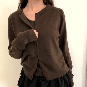 케빌 라운드 버튼 긴팔 니트 나시 가디건 세트