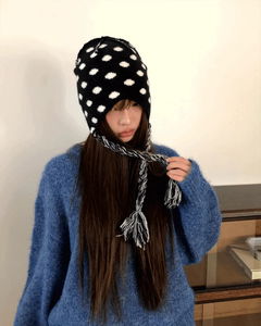 點點質感針織保暖毛帽