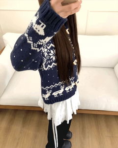 Murfu Nordic Kara Tteokbokki Loose-fit Long Sleeve Knitwear Cardigan