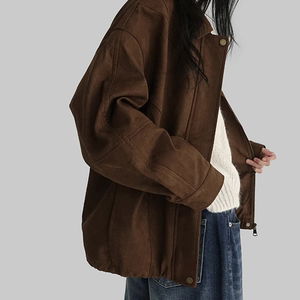 릴튼 오버핏 스웨이드 블루종 자켓