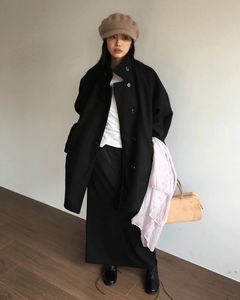 Classic high-neck half coat *Black, available for same-day shipping