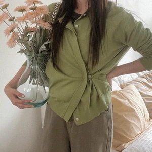 라스콧 컬러 랩 니트 가디건