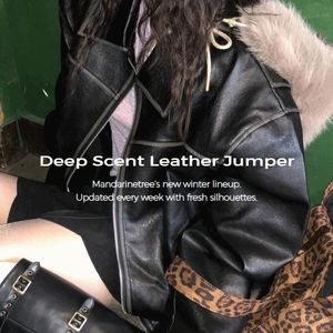 딥센트 오버핏 빈티지레더 가죽 자켓 점퍼 아우터 2 color