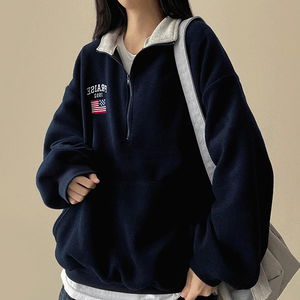 성조기 배색 후리스 반집업 아노락 맨투맨 (5color) H&L