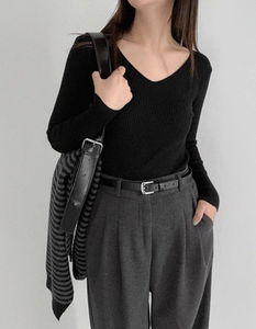 Minimal Fit 33 V-Neck Ribbed Knitwear 