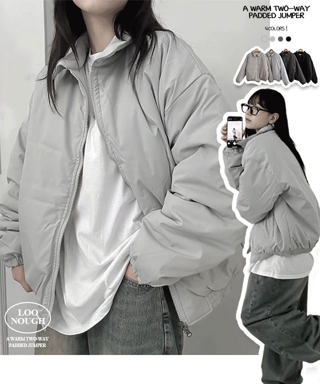 雙向拉鍊鋪棉拉鍊大衣