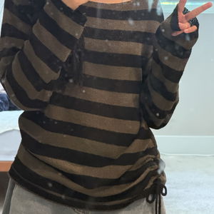 터니 보트넥 단가라 옆셔링 스트랩 니트 긴팔티 (2color)