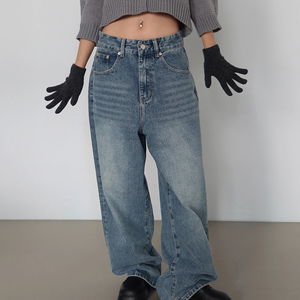 히트 중청 와이드 데님 팬츠 (사계절 청바지 통바지)