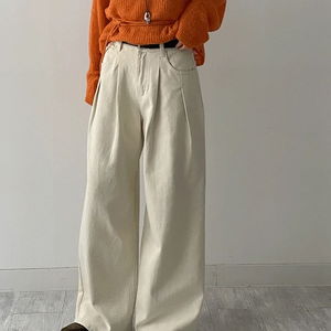 227 핀턱 와이드 코튼 팬츠 (2C)