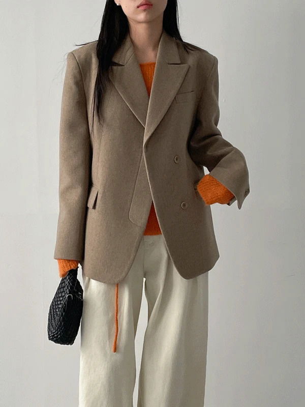 含羊毛寬鬆西裝外套