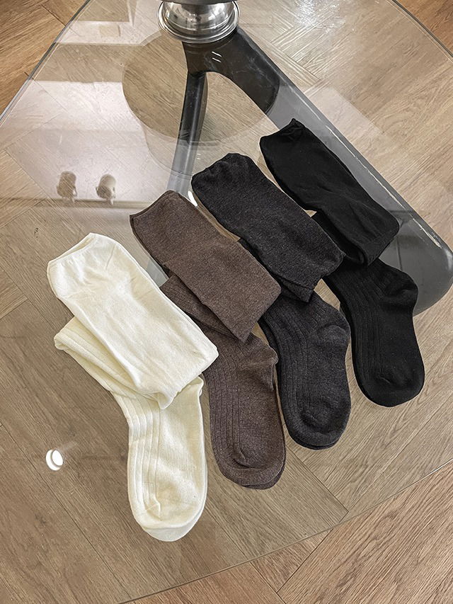 로튼 빅사이즈 링클 골지 니삭스 롱 양말