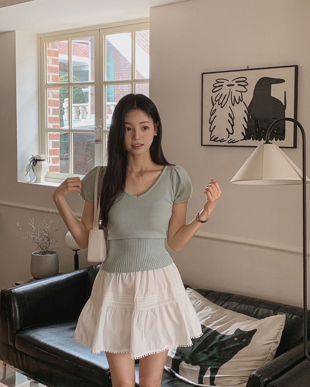 반팔 티셔츠 모델 착용 이미지-S1L32