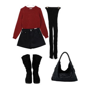 니트,반바지,레깅스 코디