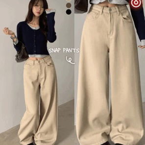 골라 히든 밴딩 밑단 스냅 기모 와이드 팬츠 (4color)