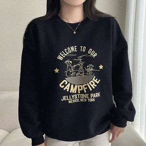 캠프 프린팅 겨울 기모 루즈핏 맨투맨 3color