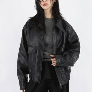 베린 레더 블루종 자켓