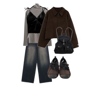 데님,긴팔티,슬리브리스 코디