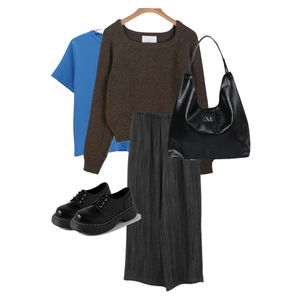 니트,레이어드,슬랙스,겨울 코디