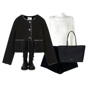 긴팔티,반바지,자켓 코디