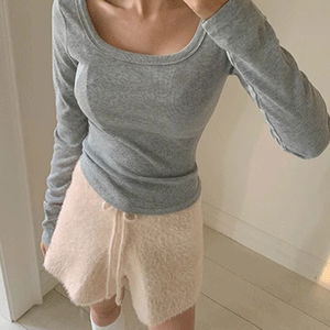 로잉 골지 스퀘어 긴팔 T