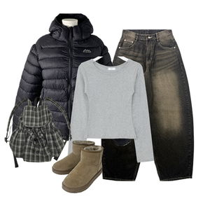 jeans,PufferJacket,LongSleeve 코디