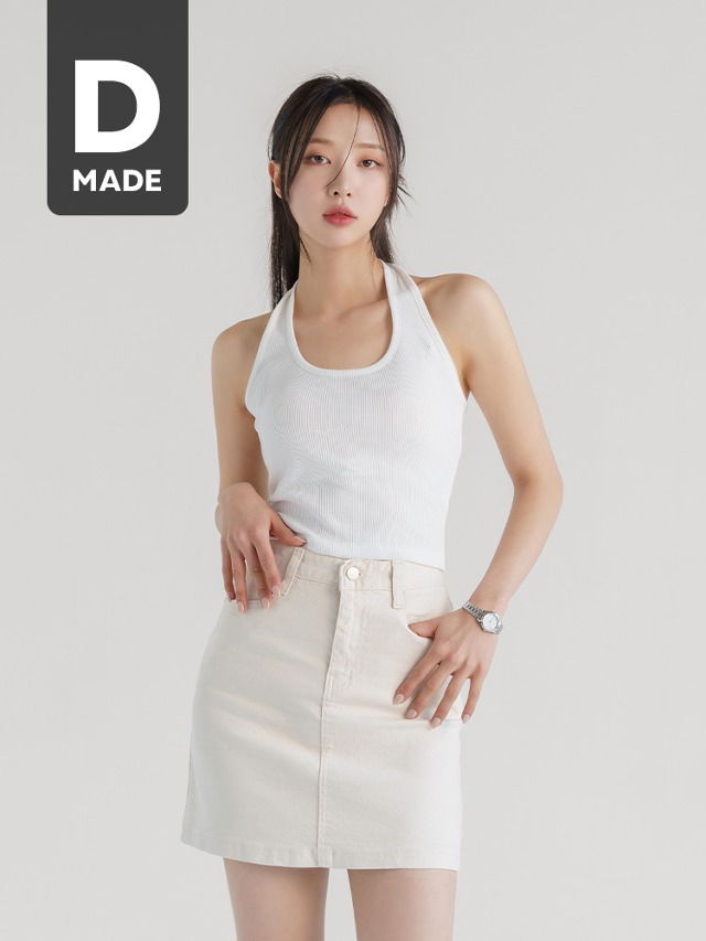 Big Size 44-100 Serandy Gold Ribbed Neck Sleeveless