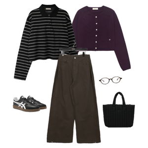 가디건&베스트,긴팔티,팬츠 코디