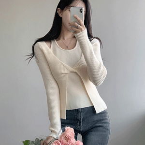 코니 나시 레이어드 니트