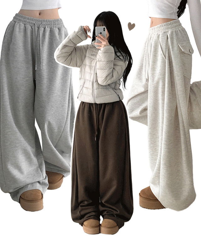 Wide training pants with added Fleece-lined version, side pin tucks, and back pockets (Delayed delivery)