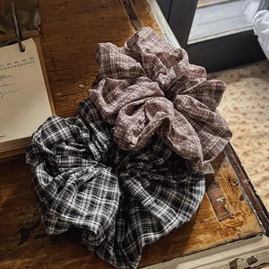 아니트 빈티지 체크 곱창 머리끈 스크런치