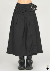 多重腰帶打褶長裙SK020