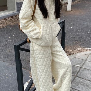 따땃 퀼팅 누빔 후드집업+조거 팬츠 셋업