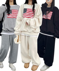 舒適保暖紐約刷毛長袖圓領運動套裝