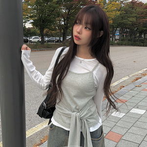 애나 레이어드 뷔스티에 타이 티셔츠 세트 (4color)