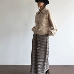 몰리 스트라이프 니트 롱 스커트 (2color)