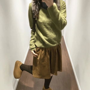 팅글 스웨이드 미디 스커트 (2color)