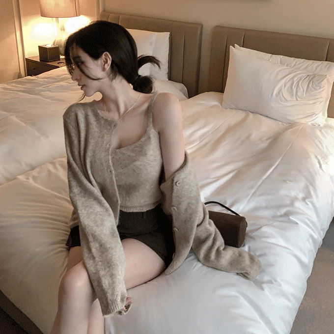 퍼린 울20% 나시 가디건 세트 -4 color (인기상품 배송지연)