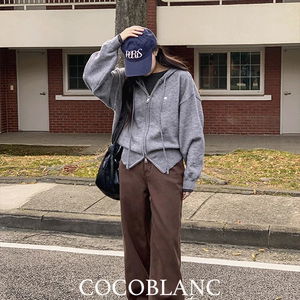 팬던트 후드 니트 투웨이 집업