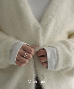 柔軟毛絨V領針織開衫