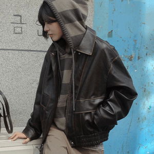 코르스 오버핏 포켓 레더 점퍼