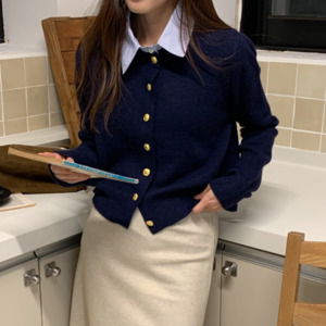 금장 단추 가디건