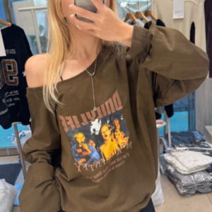 칠드런 오프숄더 맨투맨