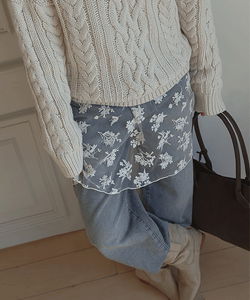 Linedi See-Through Flower Layered Midi Dress