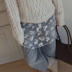 리네디 시스루 플라워 레이어드 미디 원피스