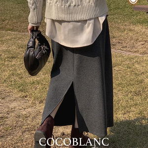 헤즐 밍크기모 롱 스커트(밴딩)